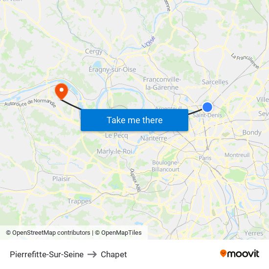 Pierrefitte-Sur-Seine to Chapet map