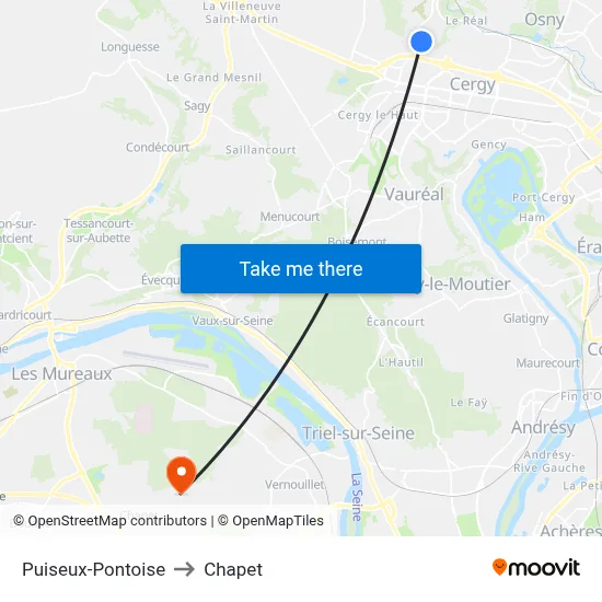 Puiseux-Pontoise to Chapet map