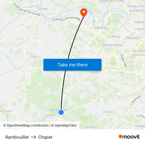 Rambouillet to Chapet map