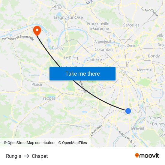 Rungis to Chapet map