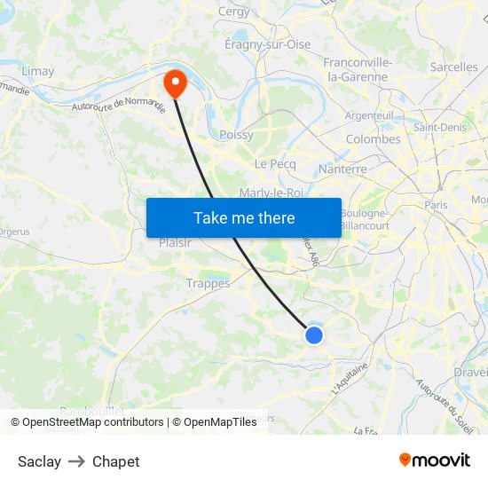 Saclay to Chapet map