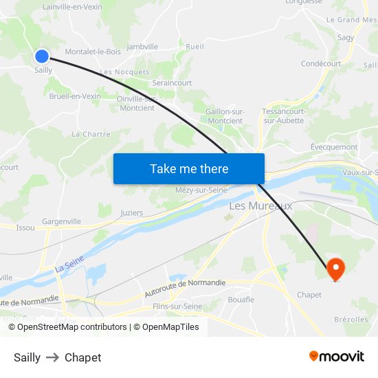 Sailly to Chapet map