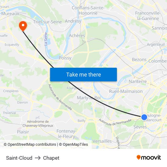 Saint-Cloud to Chapet map