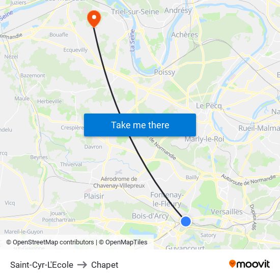 Saint-Cyr-L'Ecole to Chapet map
