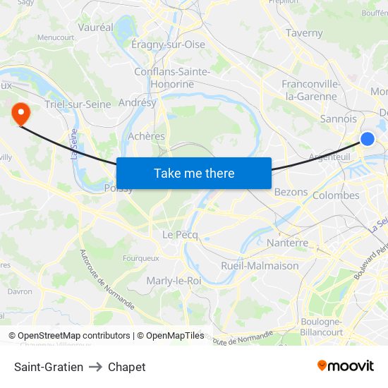 Saint-Gratien to Chapet map