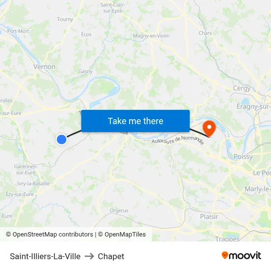 Saint-Illiers-La-Ville to Chapet map