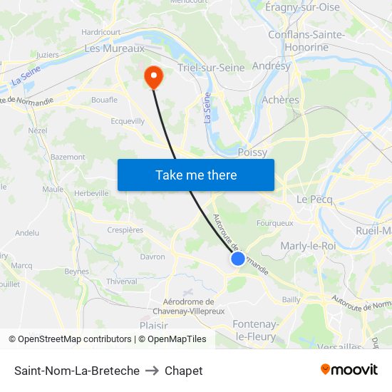 Saint-Nom-La-Breteche to Chapet map