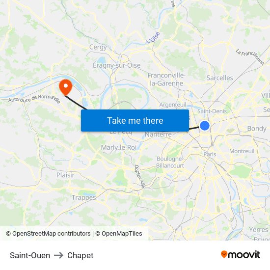 Saint-Ouen to Chapet map