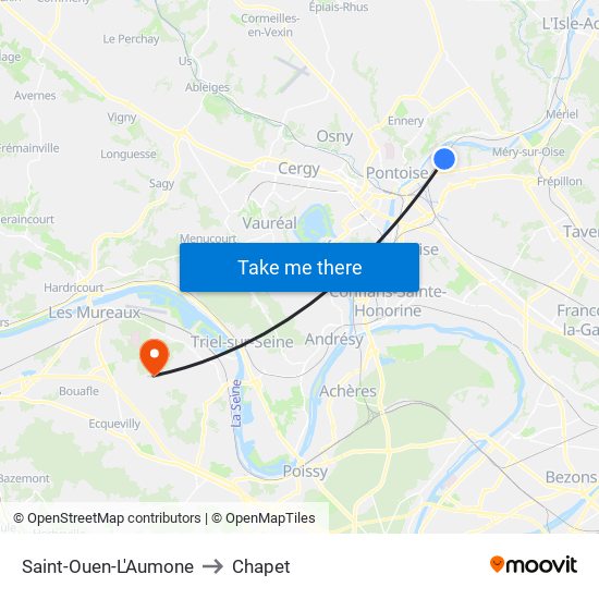 Saint-Ouen-L'Aumone to Chapet map