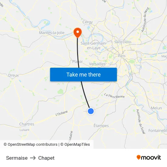 Sermaise to Chapet map