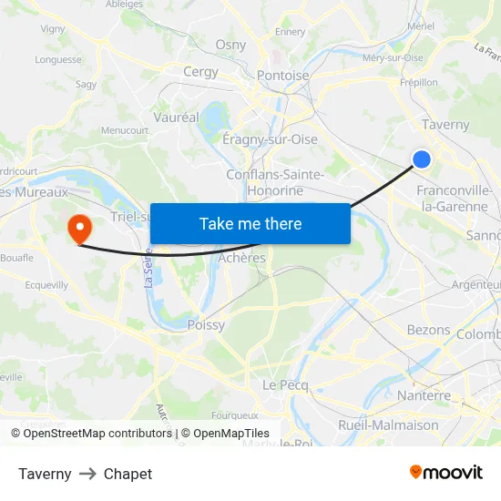 Taverny to Chapet map