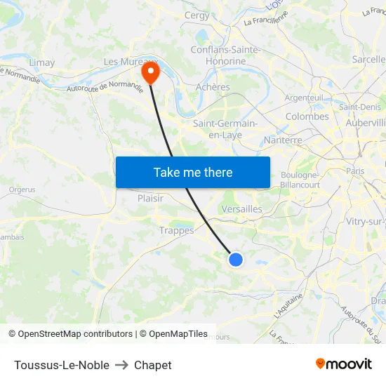 Toussus-Le-Noble to Chapet map