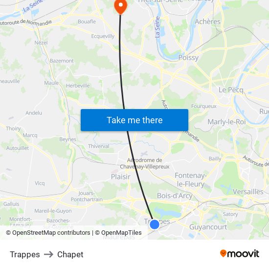 Trappes to Chapet map