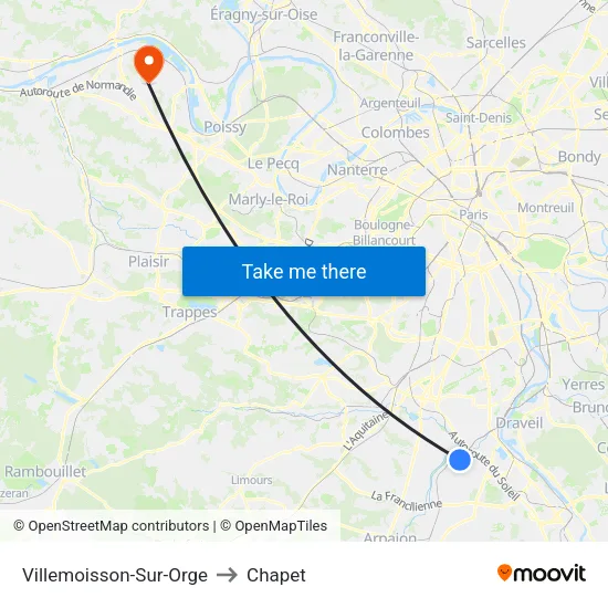 Villemoisson-Sur-Orge to Chapet map