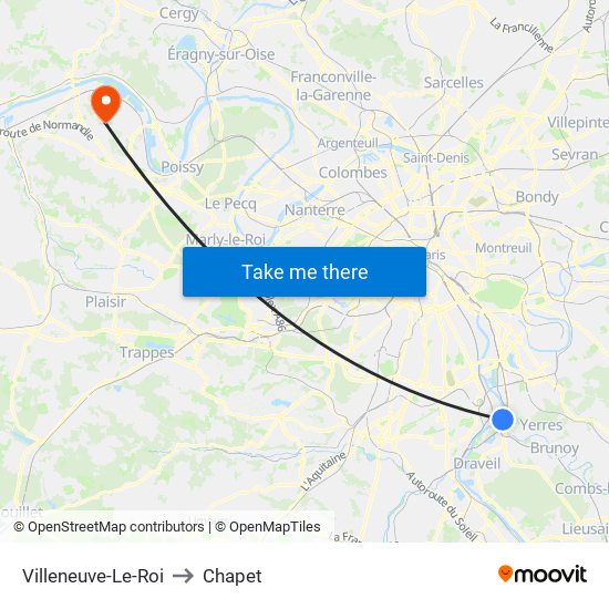 Villeneuve-Le-Roi to Chapet map