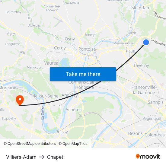 Villiers-Adam to Chapet map