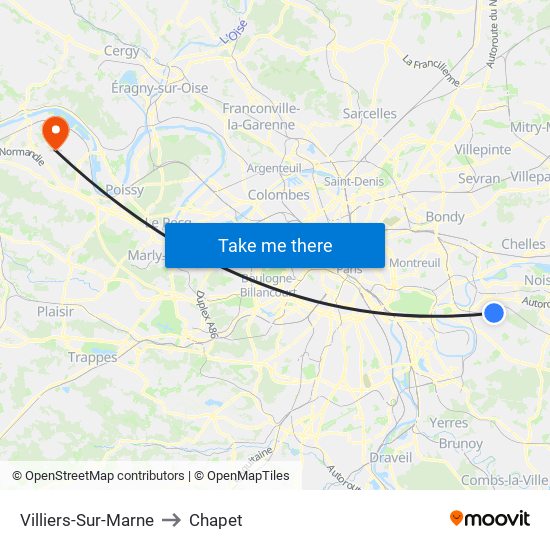 Villiers-Sur-Marne to Chapet map
