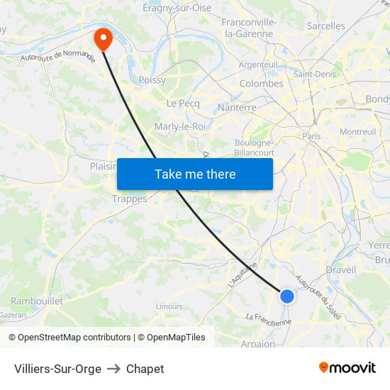 Villiers-Sur-Orge to Chapet map