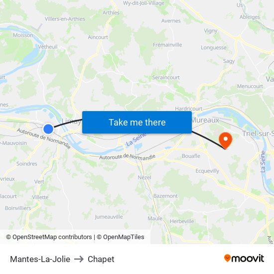 Mantes-La-Jolie to Chapet map