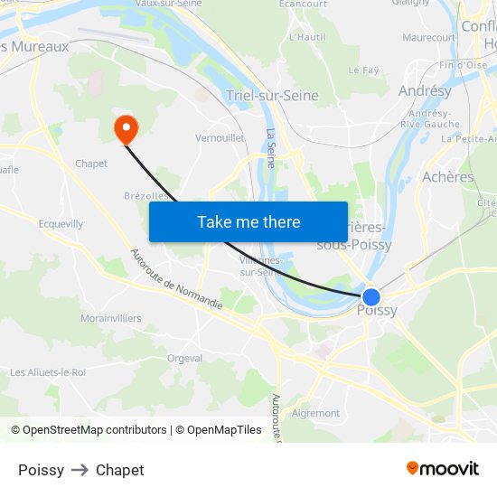 Poissy to Chapet map