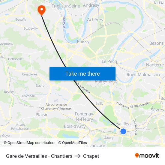 Gare de Versailles - Chantiers to Chapet map