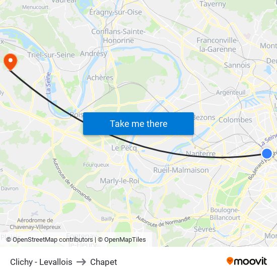 Clichy - Levallois to Chapet map