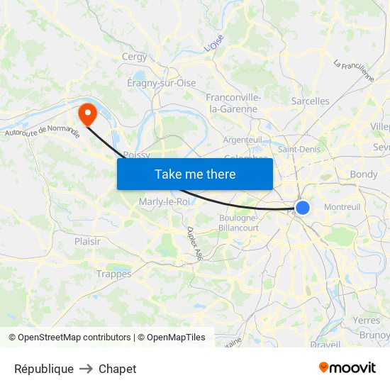 République to Chapet map