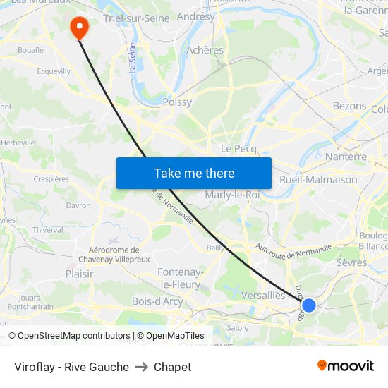 Viroflay - Rive Gauche to Chapet map