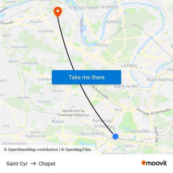 Saint-Cyr to Chapet map