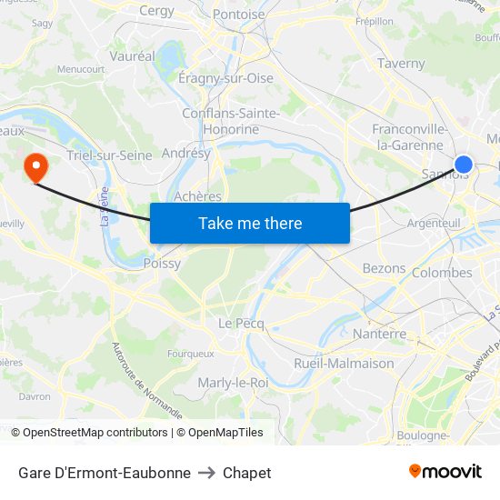 Gare D'Ermont-Eaubonne to Chapet map