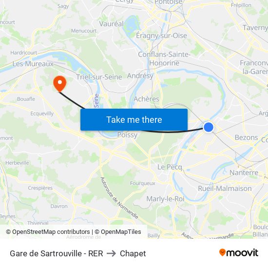 Gare de Sartrouville - RER to Chapet map