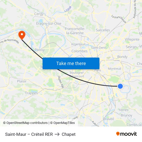 Saint-Maur – Créteil RER to Chapet map