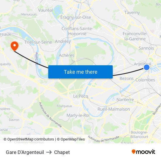 Gare D'Argenteuil to Chapet map