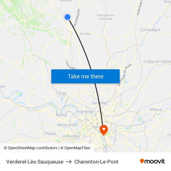 Verderel-Lès-Sauqueuse to Charenton-Le-Pont map