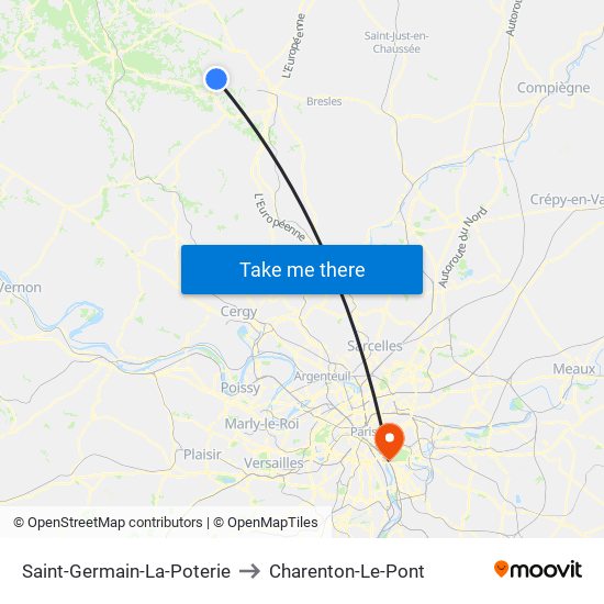 Saint-Germain-La-Poterie to Charenton-Le-Pont map