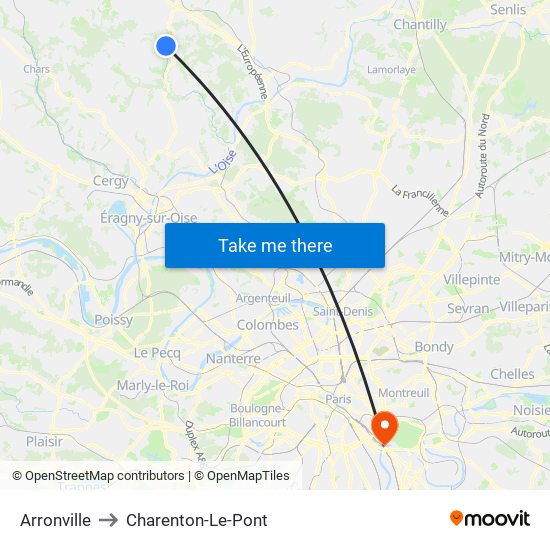 Arronville to Charenton-Le-Pont map