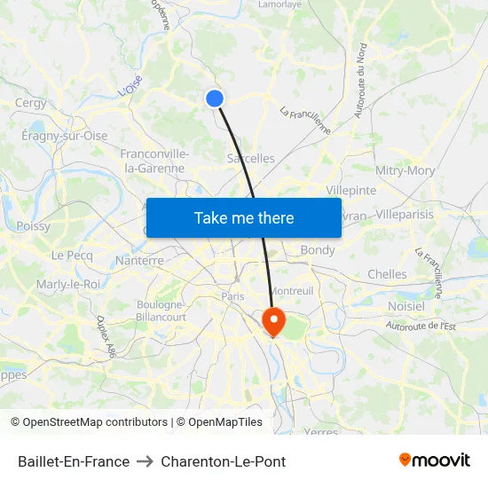 Baillet-En-France to Charenton-Le-Pont map
