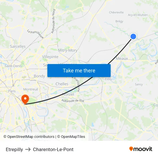 Etrepilly to Charenton-Le-Pont map