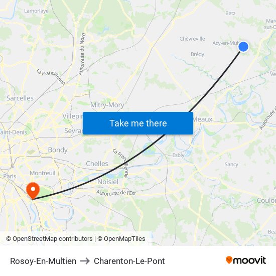 Rosoy-En-Multien to Charenton-Le-Pont map