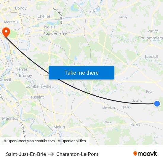 Saint-Just-En-Brie to Charenton-Le-Pont map