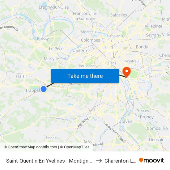 Saint-Quentin En Yvelines - Montigny-Le-Bretonneux to Charenton-Le-Pont map