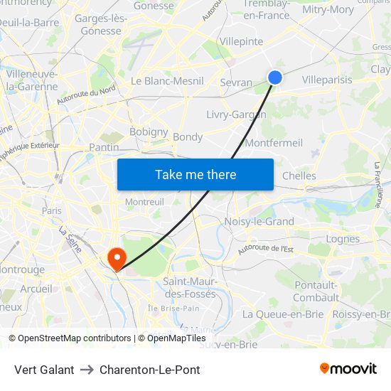 Vert Galant to Charenton-Le-Pont map