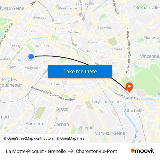 La Motte-Picquet - Grenelle to Charenton-Le-Pont map
