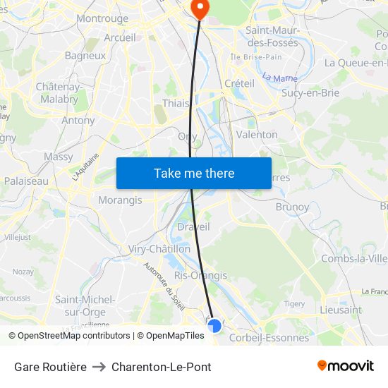 Gare Routière to Charenton-Le-Pont map