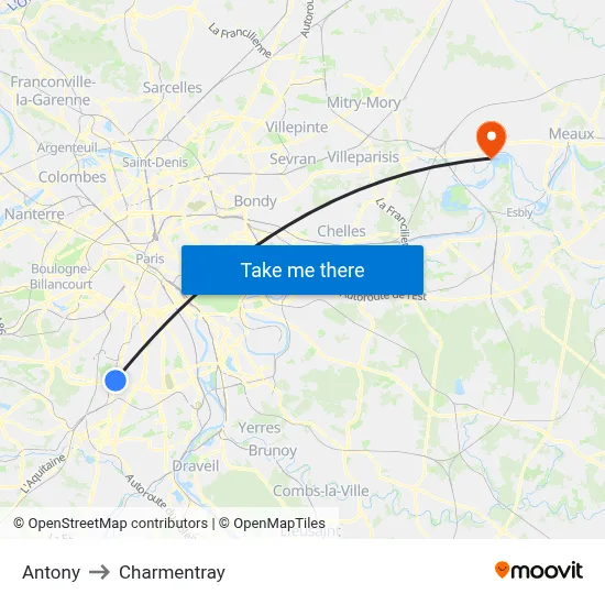 Antony to Charmentray map