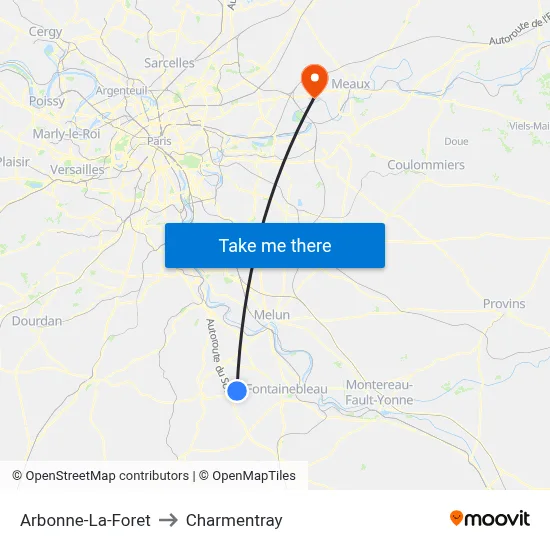 Arbonne-La-Foret to Charmentray map