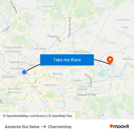 Asnieres-Sur-Seine to Charmentray map