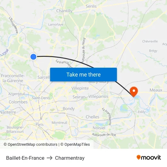 Baillet-En-France to Charmentray map