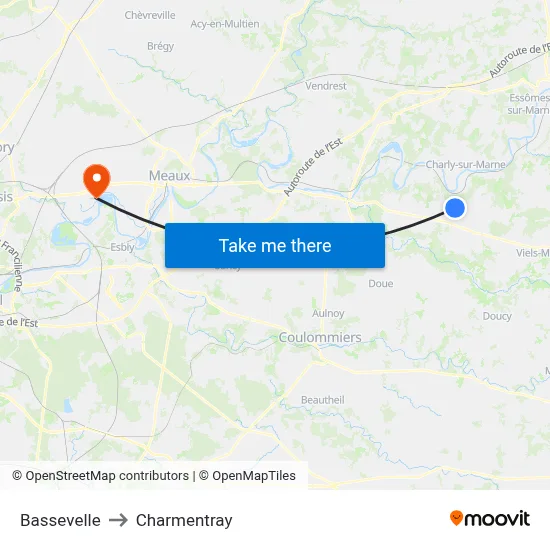 Bassevelle to Charmentray map