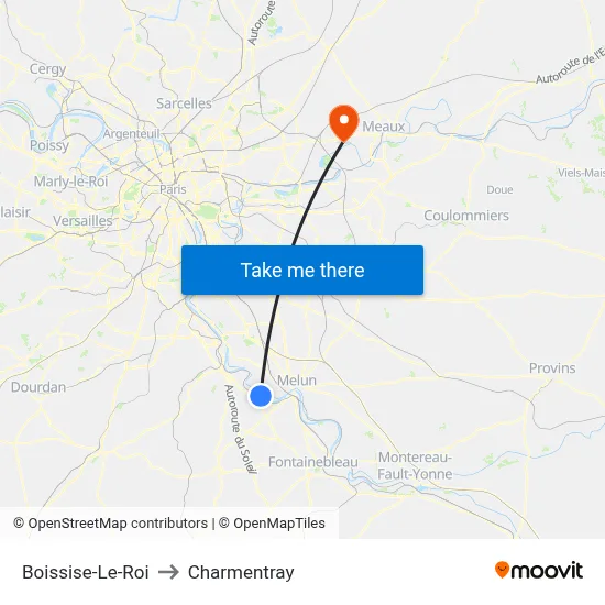Boissise-Le-Roi to Charmentray map